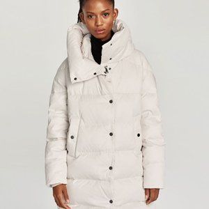 Coats | Zara Down High Neck Puffer Coat 